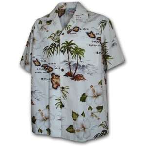 Pacific Legend Havajská košile s motivem ostrovu a ibišku Velikost: XL - Gril-Zahrada.cz