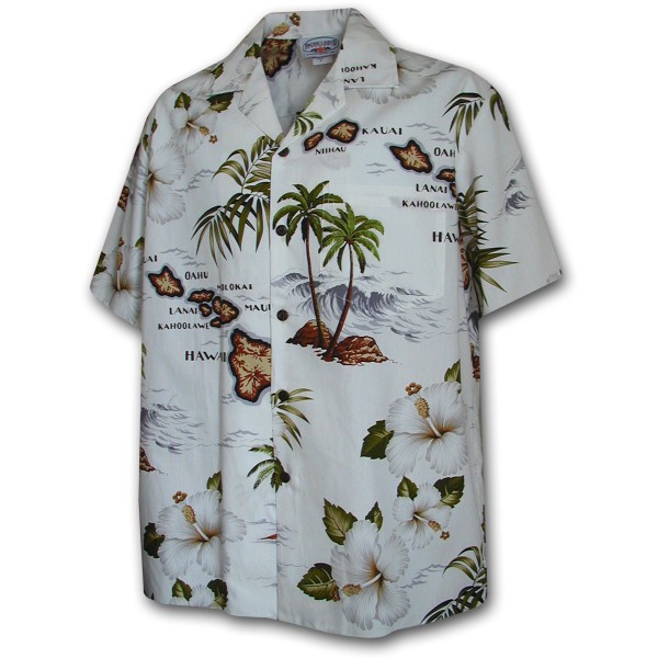 Pacific Legend Havajská košile s motivem ostrovu a ibišku Velikost: XL - Gril-Zahrada.cz