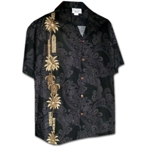 Pacific Legend Černá havajská košile s ostrovním motivem Velikost: L - Gril-Zahrada.cz