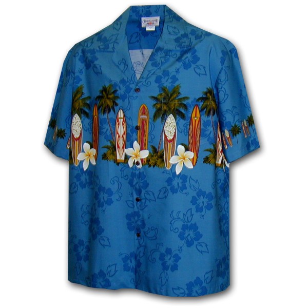 Pacific Legend Modrá havajská košile s motivem palem a surfování Velikost: XL - Gril-Zahrada.cz