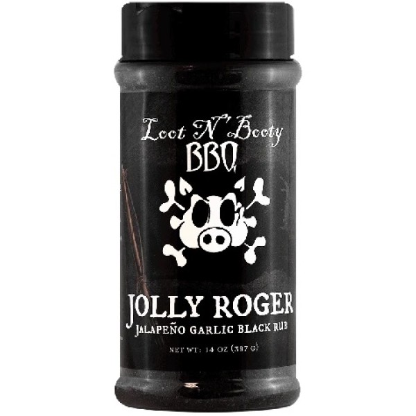 Grilovací koření Loot N' Booty BBQ Jolly Roger Jalapeno Garlic Black Rub - Gril-Zahrada.cz